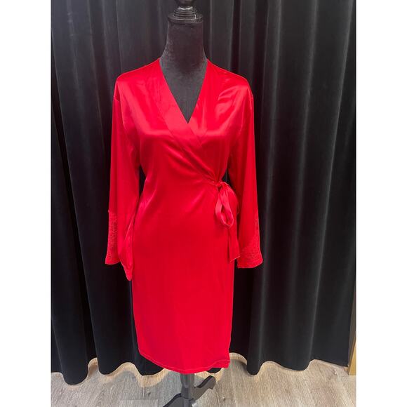 Victoria's Secret Other - VICTORIA'S SECRET RED SATIN WRAP BELTED ROBE (SIZE M/L)